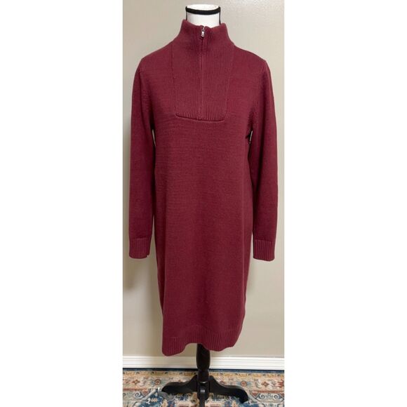 Lands' End Cozy Lofty Rich Burgandy Sweater Dress. Size S (6-8). - Picture 2 of 9